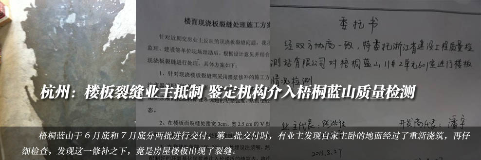 樓板裂縫業(yè)主抵制 鑒定機構介入梧桐藍山質量檢測