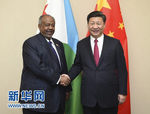 12月3日，國家主席習(xí)近平在約翰內(nèi)斯堡會見吉布提總統(tǒng)蓋萊。新華社記者 謝環(huán)馳 攝 

