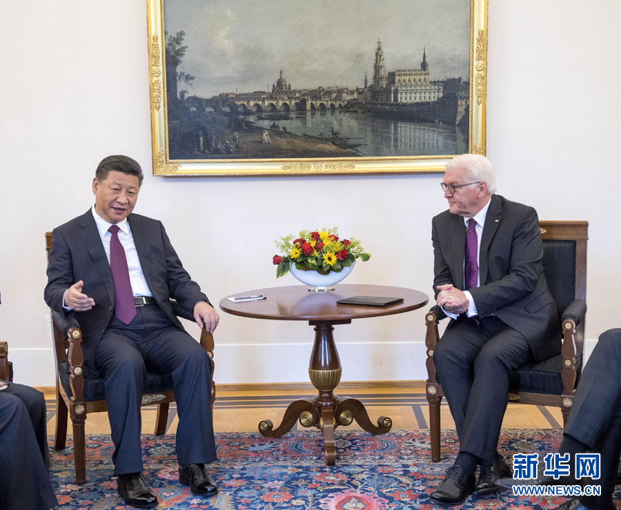 7月5日，國家主席習(xí)近平在柏林會見德國總統(tǒng)施泰因邁爾。 新華社記者李學(xué)仁 攝