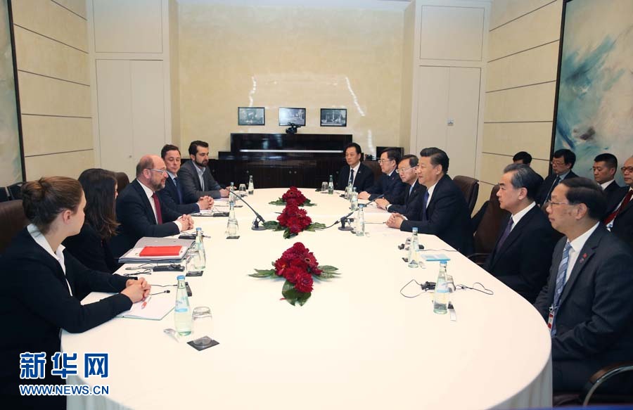 7月6日，國家主席習(xí)近平在柏林會見德國社會民主黨主席舒爾茨。新華社記者 姚大偉 攝